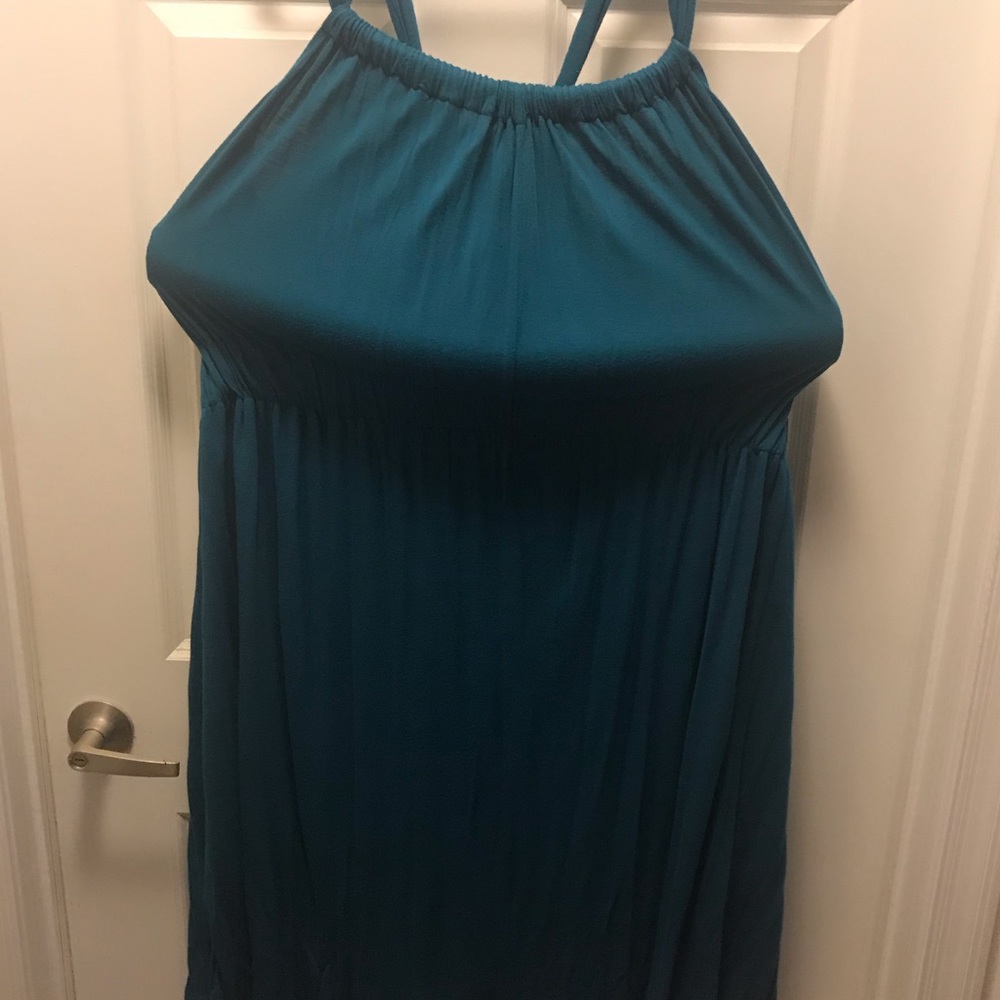 Cute teal halterish strap dress empire waist